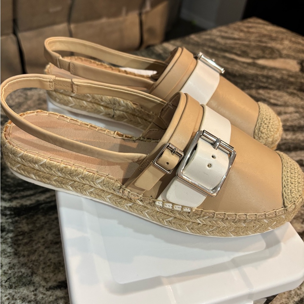 Karl Lagerfeld Tan and White Espadrilles
